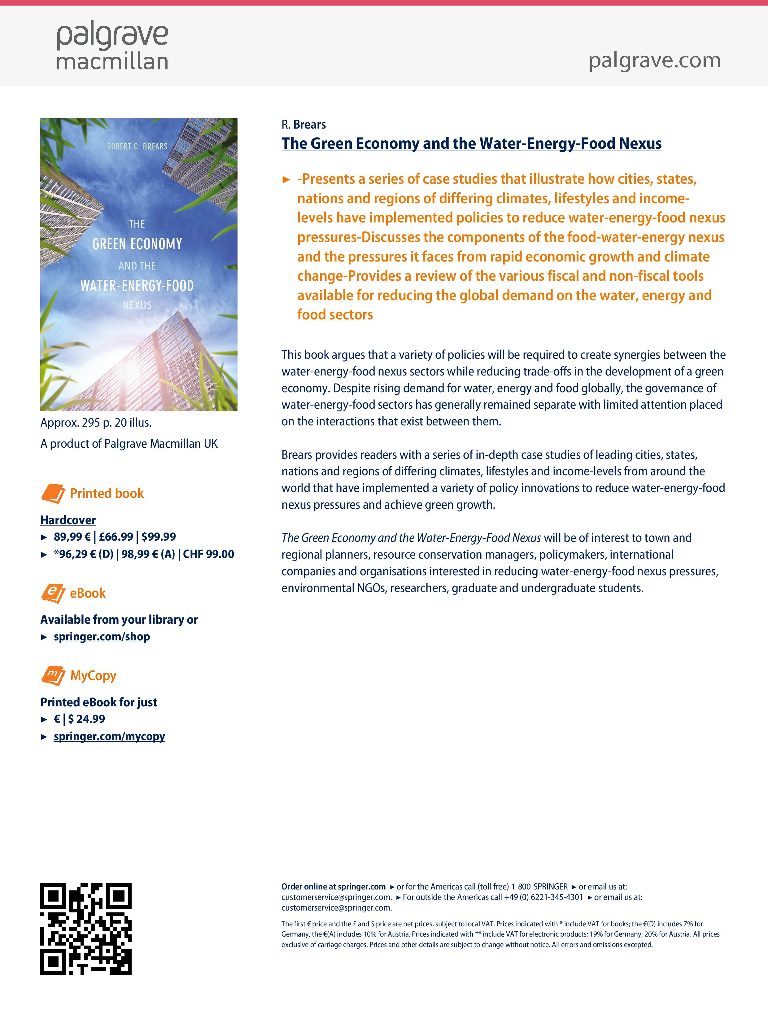 The Green Economy and the Water-Energy-Food Nexus